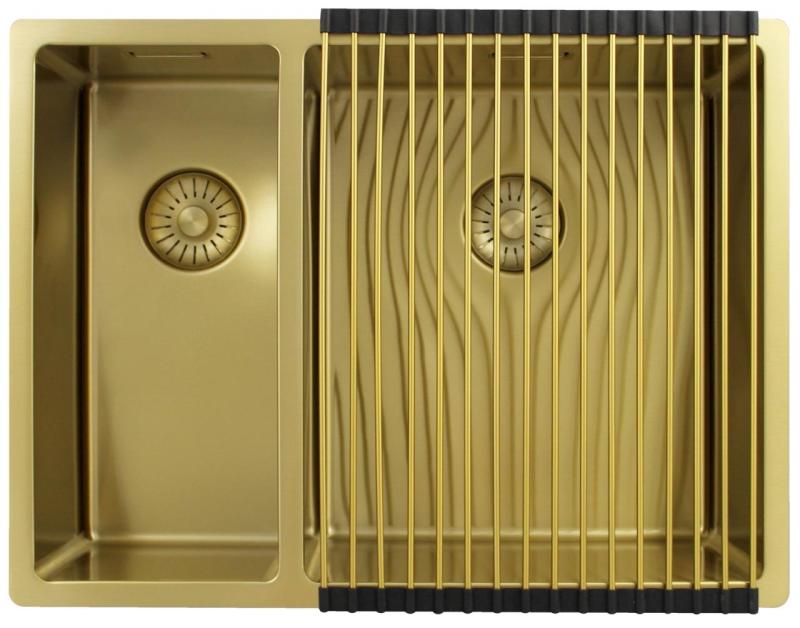 Pure.Sink Exclusivo Gouden 1,5 anderhalve spoelbak 18+34 cm 10mm radius PEX183440-60