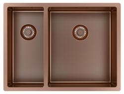 Pure.Sink Exclusivo Koperen 1,5 anderhalve spoelbak 18+34cm 10mm radius PEX183440-62