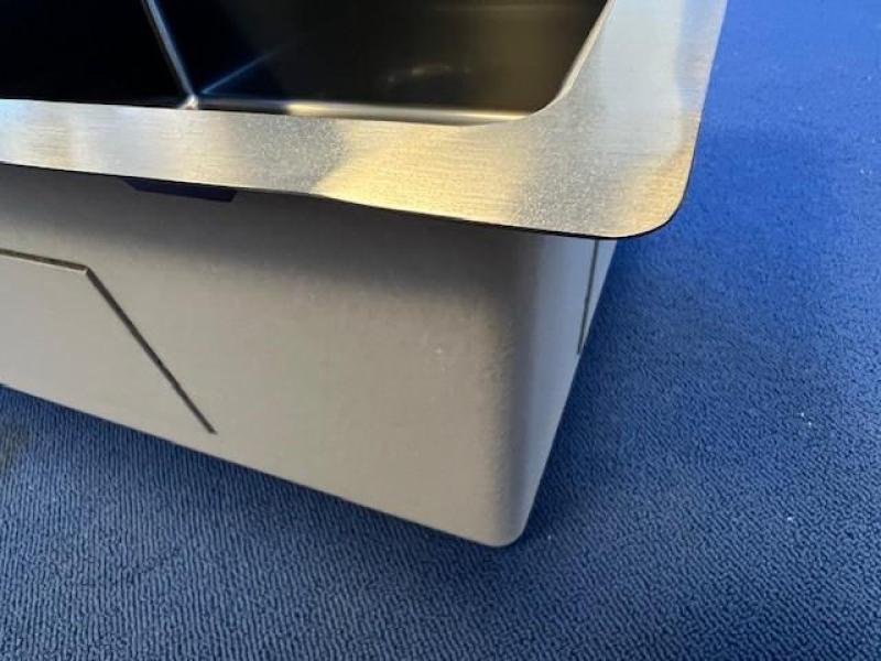 OUTLET  SCHADE bak Ausmann Weser RVS spoelbak antraciet kleur PVD Gun Metal 55x51 met kraangat onderbouw vlakbouw en opbouw