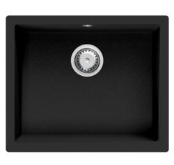 OUTLET Rand beschadigd GraniteMy Universal granieten zwarte spoelbak 50x40 cm zwart onderbouw met rvs plug 1208971294