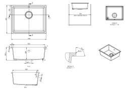 OUTLET Rand beschadigd GraniteMy Universal granieten zwarte spoelbak 50x40 cm zwart onderbouw met rvs plug 1208971294