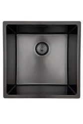 OUTLET Bekrast Pure.Sink Prestige spoelbak 40x40cm PVD Gun Metal 10mm radius onderbouw, vlakbouw, opbouw PPG4040-61