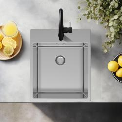 Pure.Sink Exclusivo RVS spoelbak 44x52 cm Tapwing met kraangatbank 10mm radius PEX4040T-02