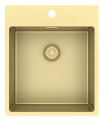 Pure.Sink Exclusivo Gouden spoelbak 44x52 cm Tapwing met kraangatbank 10mm radius  PEX4040T-60