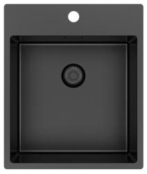 Pure.Sink Exclusivo Gun Metal spoelbak 44x52 cm Tapwing met kraangatbank 10mm radius PEX4040T-61