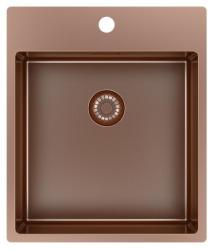 Pure.Sink Exclusivo Koperen spoelbak 44x52 cm Tapwing met kraangatbank 10mm radius PEX4040T-62
