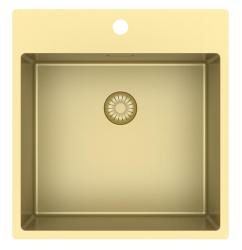 Pure.Sink Exclusivo Gouden spoelbak 49x52 cm Tapwing met kraangatbank 10mm radius PEX4540T-60