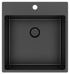 Pure.Sink Exclusivo Gun Metal spoelbak 49x52 cm Tapwing met kraangatbank 10mm radius PEX4540T-61