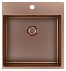 Pure.Sink Exclusivo Koperen spoelbak 49x52 cm Tapwing met kraangatbank 10mm radius PEX4540T-62