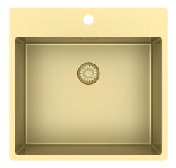 Pure.Sink Exclusivo Gouden spoelbak 54x52 cm Tapwing met kraangatbank 10mm radius PEX5040T-60