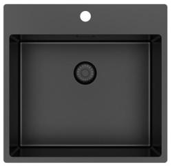 Pure.Sink Exclusivo Gun Metal spoelbak 54x52 cm Tapwing met kraangatbank 10mm radius  PEX5040T-61