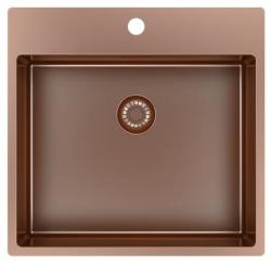 Pure.Sink Exclusivo Koperen spoelbak 54x52 cm Tapwing met kraangatbank 10mm radius PEX5040T-62
