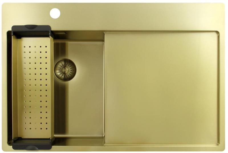Pure.Sink Exclusivo Gouden kleine spoelbak met afdruipgedeelt 78x52 cm Tapwing links PEX3478LT-60