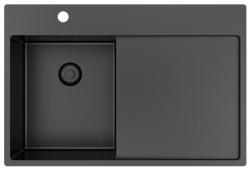 Pure.Sink Exclusivo Gun Metal kleine spoelbak met afdruipgedeelte 78x52 cm Tapwing links PEX3478LT-61