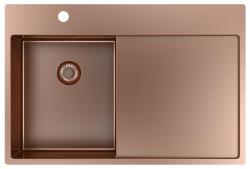 Pure.Sink Exclusivo  Koperen kleine spoelbak met afdruipgedeelte 78x52 cm Tapwing links PEX3478LT-62