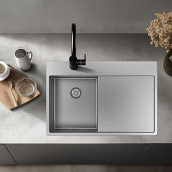 Pure.Sink Exclusivo RVS kleine spoelbak met afdruipgedeelte 78x52 cm Tapwing rechts PEX3478RT-02