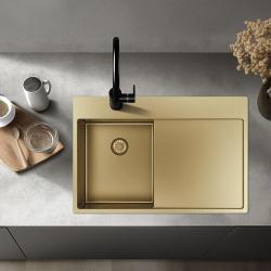 Pure.Sink Exclusivo Gouden kleine spoelbak met afdruipgedeelte 78x52 cm Tapwing rechts PEX3478RT-60