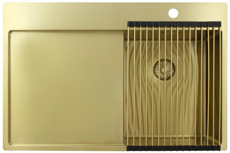 Pure.Sink Exclusivo Gouden kleine spoelbak met afdruipgedeelte 78x52 cm Tapwing rechts PEX3478RT-60