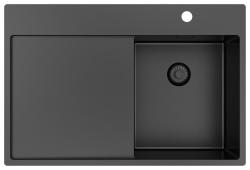 Pure.Sink Exclusivo Gun Metal kleine spoelbak met afdruipgedeelte 78x52 cm Tapwing rechts PEX3478RT-61