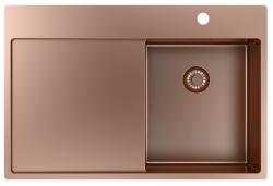 Pure.Sink Exclusivo Koperen kleine spoelbak met afdruipgedeelte 78x52 cm Tapwing rechts PEX3478RT-62