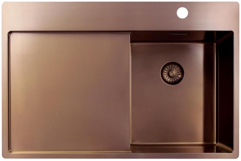 Pure.Sink Exclusivo Koperen kleine spoelbak met afdruipgedeelte 78x52 cm Tapwing rechts PEX3478RT-62