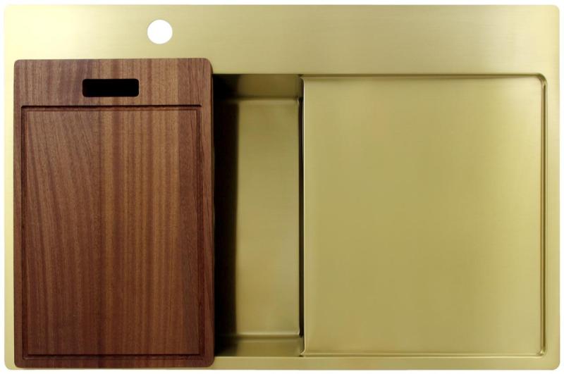 Pure.Sink Exclusivo Gouden spoelbak met afdruipgedeelte 78x52 cm Tapwing links PEX4078LT-60