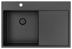 Pure.Sink Exclusivo Gun Metal spoelbak met afdruipgedeelte 78x52 cm Tapwing links PEX4078LT-61