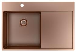Pure.Sink Exclusivo Koperen spoelbak met afdruipgedeelte 78x52 cm Tapwing links PEX4078LT-62