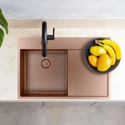 Pure.Sink Exclusivo Koperen spoelbak met afdruipgedeelte 78x52 cm Tapwing links PEX4078LT-62