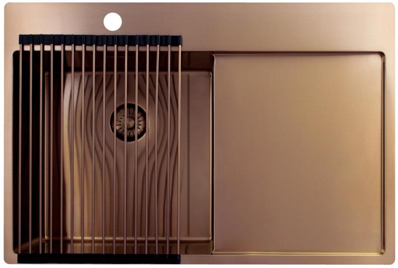 Pure.Sink Exclusivo Koperen spoelbak met afdruipgedeelte 78x52 cm Tapwing links PEX4078LT-62