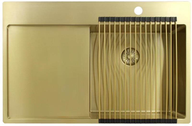 Pure.Sink Exclusivo Gouden spoelbak met afdruipgedeelte 78x52 cm Tapwing rechts PEX4078RT-60