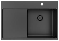 Pure.Sink Exclusivo Gun Metal spoelbak met afdruipgedeelte 78x52 cm Tapwing rechts PEX4078RT-61