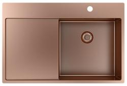 Pure.Sink Exclusivo Koperen spoelbak met afdruipgedeelte 78x52 cm Tapwing rechts PEX4078RT-62