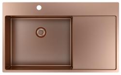 Pure.Sink Exclusivo Koperen spoelbak met afdruipgedeelte 86x52 cm Tapwing links PEX5086LT-62