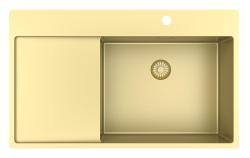 Pure.Sink Exclusivo Gouden spoelbak met afdruipgedeelte 86x52 cm Tapwing rechts PEX5086RT-60