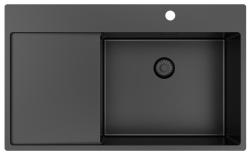 Pure.Sink Exclusivo Gun Metal spoelbak met afdruipgedeelte 86x52 cm Tapwing rechts PEX5086RT-61