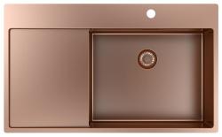 Pure.Sink Exclusivo Koperen spoelbak met afdruipgedeelte 86x52 cm Tapwing rechts PEX5086RT-62