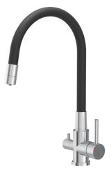 Quadri Selene Keukenmengkraan RVS 3-weg met flexibele uitloop en extra aansluiting voor gefilterd water 1208971407