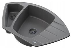 Graniteland Monte Granieten grijze Hoekspoelbak opbouw 901x538mm met RVS Plug 1208971416