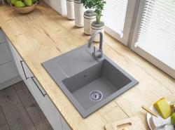 Graniteland Nex Granieten grijze spoelbak met afdruipgedeelte 574x464 mm 1208971431