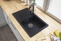 Graniteland Liri Granieten Zwarte spoelbak met afdruipgedeelte 765x448 mm 1208971438