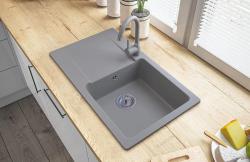 Graniteland Liri Granieten Grijze spoelbak met afdruipgedeelte 765x448 mm 1208971441