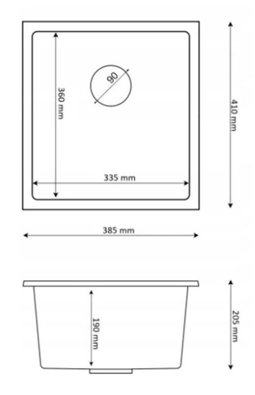 Graniteland Miniva Granieten Spoelbak Wit onderbouw 385x410 mm 1208971452