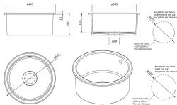 Ausmann Ceramic Ember Keramische Witte Ronde Spoelbak Opbouw en Onderbouw met Witte plug 1208971465