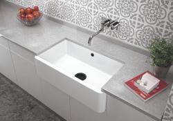 Ausmann Ceramic Mira Keramische Witte Spoelbak - Onderbouw en Tussenbouw 795 x 460 mm met Zwarte plug 1208971469