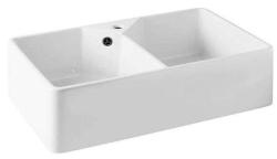 Ausmann Ceramic Mira Keramische Witte Dubbelle Spoelbak - Onderbouw en Tussenbouw 793 x 450 mm met kraangatbank en Gun metal plug 1208971478