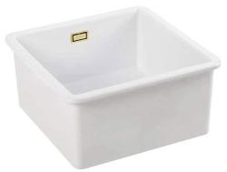 Ausmann Ceramic Ember Keramische Witte Vierkant  Spoelbak Opbouw en Onderbouw 40 x 40 cm met Gouden plug 1208971481