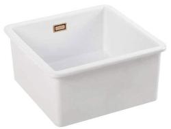 Ausmann Ceramic Ember Keramische Witte Vierkant  Spoelbak Opbouw en Onderbouw 40 x 40 cm met Koperen plug 1208971482