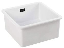 Ausmann Ceramic Ember Keramische Witte Vierkant  Spoelbak Opbouw en Onderbouw 40 x 40 cm met Zwarte plug 1208971484