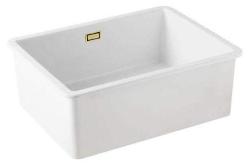Ausmann Ceramic Ember Keramische Witte Spoelbak - Opbouw en Onderbouw 54 x 40 cm met Gouden plug 1208971491